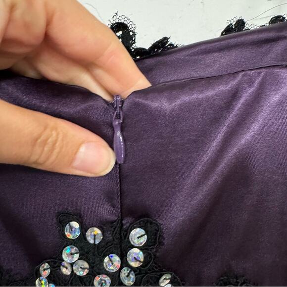 Narianna Purple Sequined Gown Womens XS Formal Bridesmaid Prom High Slit Dress - Picture 8 of 14